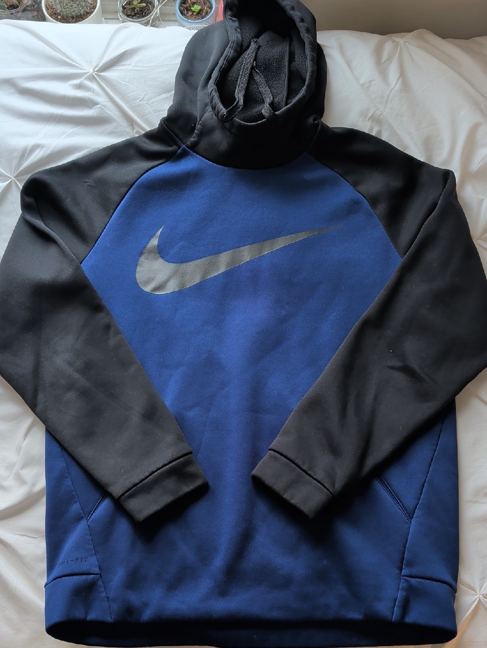 Nike Black and Blue Swoosh Pullover Hoodie